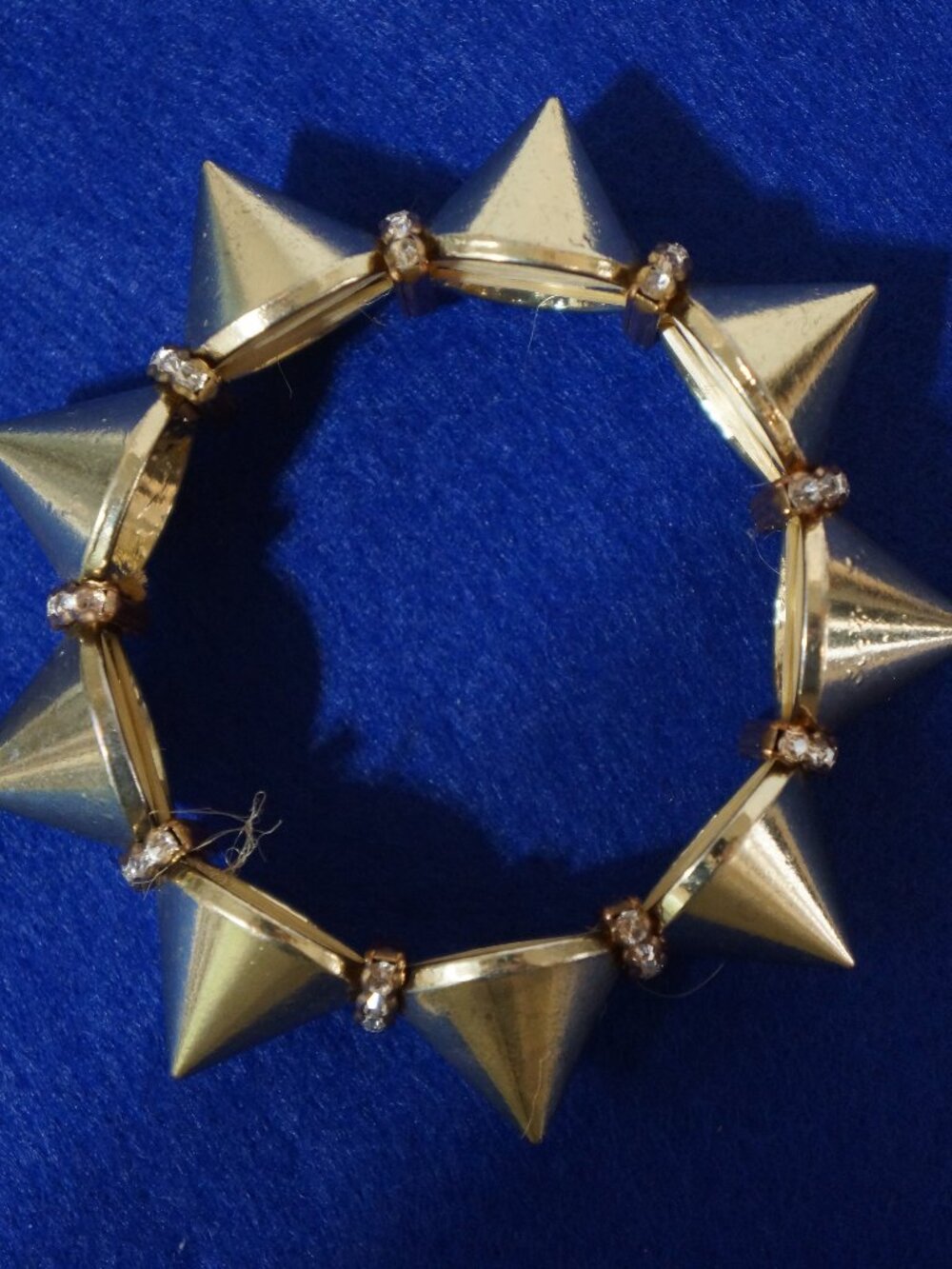 Gold Spike Stretch Bracelet Rhinestone Accents Y2K Punk
